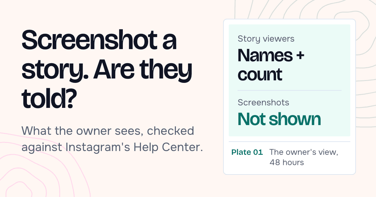 A story frame with a screenshot shutter and the answer: the owner is not notified